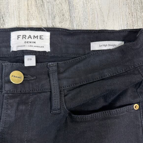 FRAME Le High Straight Jeans – Film Noir Black – Size 28 – High Rise – MSRP $238 - Picture 3 of 8